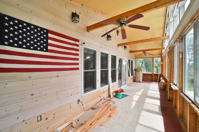 21682 Rebel Rd, Center Twp, MN 56465 - unfurnished sunroom with a ceiling fan and healthy amount of natural light