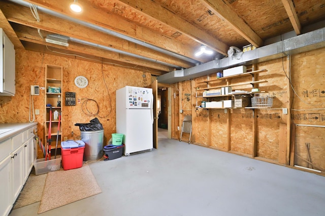 21682 Rebel Rd, Center Twp, MN 56465 - unfinished below grade area with freestanding refrigerator