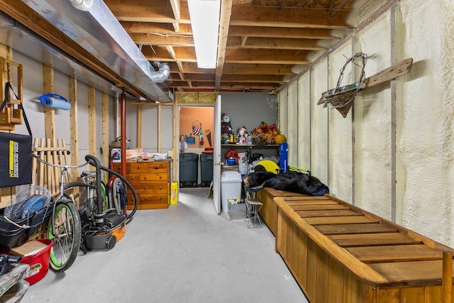 view of unfinished basement