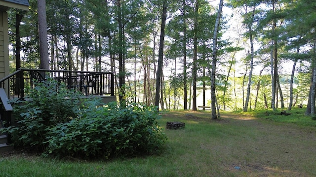 view of yard featuring a fire pit