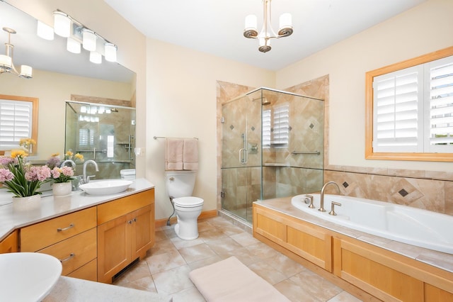 200 Michigan St Unit 1, Lake City, MN 55041 - bathroom featuring a bath, toilet, vanity, and a stall shower