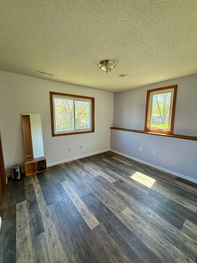 14303 Utica Ave, Savage, MN 55378 - empty room with plenty of natural light, a textured ceiling, dark wood-type flooring, and baseboards
