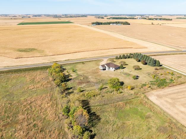 birds eye view of property with a rural view