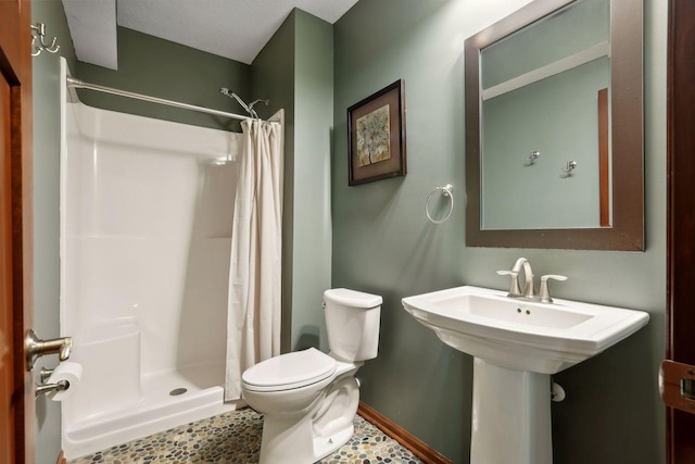 20413 Everton Trl N, Forest Lake, MN 55025 - bathroom with tile patterned floors, toilet, and a shower stall