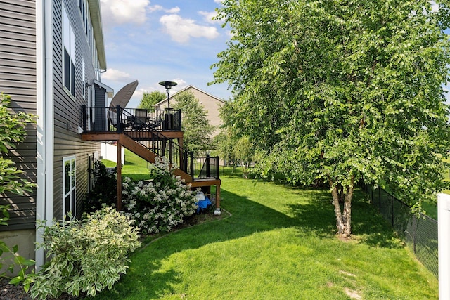 20413 Everton Trl N, Forest Lake, MN 55025 - view of yard featuring fence, a deck, and stairs