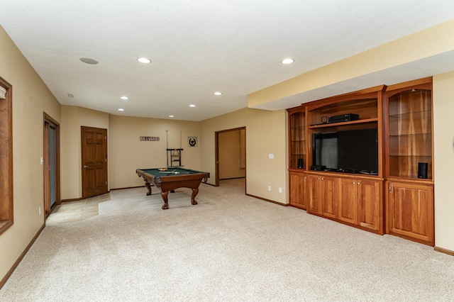 1125 Riverwood Dr SW, Oronoco, MN 55960 - game room featuring light colored carpet, recessed lighting, pool table, and baseboards