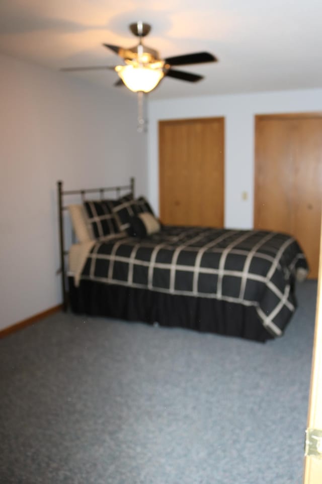 bedroom with carpet and ceiling fan