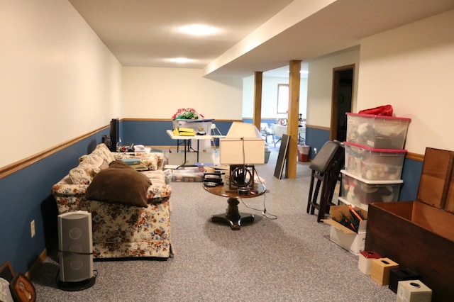 view of carpeted living area