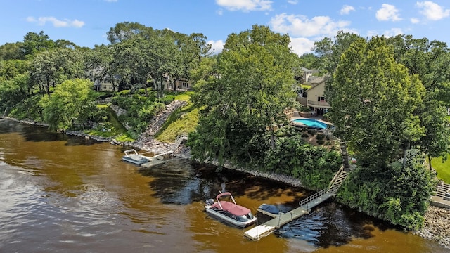 exterior space featuring a water view