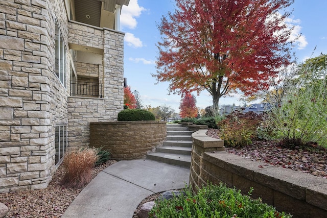 view of yard with stairs