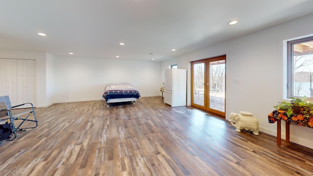 46174 County Highway 35, Vergas, MN 56587 - sitting room with wood finished floors, recessed lighting, baseboards, and french doors