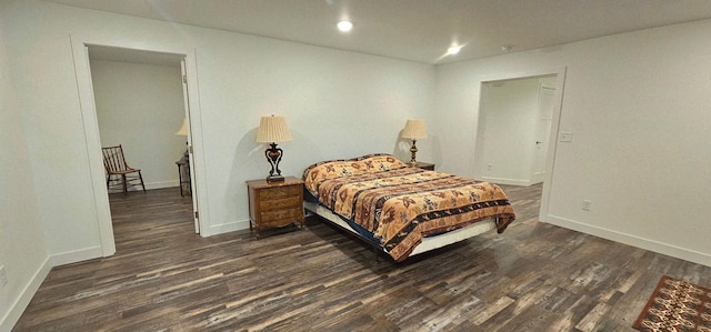 46174 County Highway 35, Vergas, MN 56587 - bedroom with dark wood-type flooring, baseboards, and recessed lighting