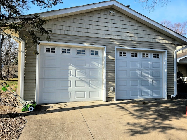 view of detached garage