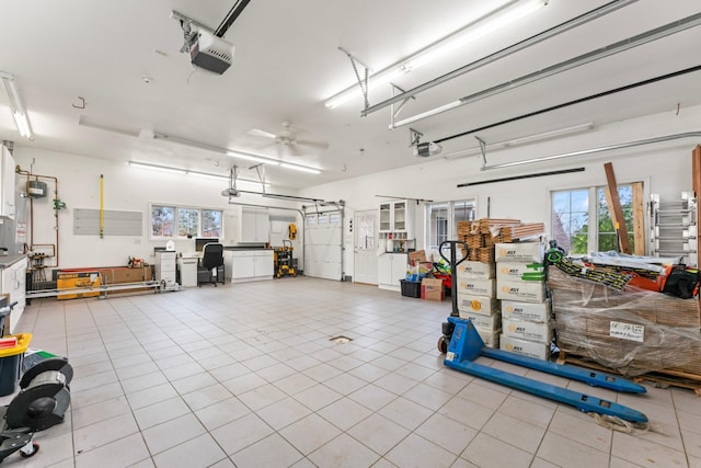 garage with a garage door opener