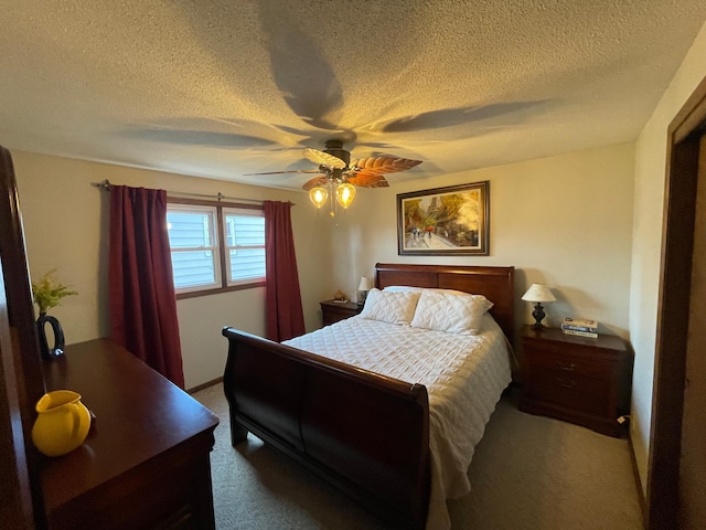 1211 Diagonal Rd, Worthington, MN 56187 - carpeted bedroom with a textured ceiling and ceiling fan