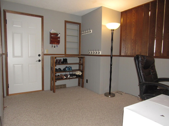1211 Diagonal Rd, Worthington, MN 56187 - carpeted home office with wooden walls