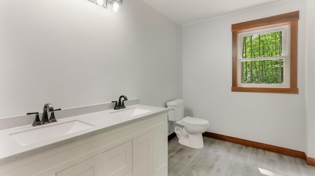24888 65th Ave, Sigel Twp, WI 54727 - bathroom featuring wood finished floors and double vanity