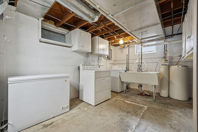 3011 Brunswick Ave S, Saint Louis Park, MN 55416 - laundry area with cabinet space, washer and dryer, and electric panel