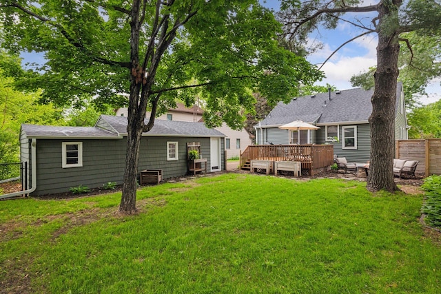 3011 Brunswick Ave S, Saint Louis Park, MN 55416 - back of property with a wooden deck and a shingled roof