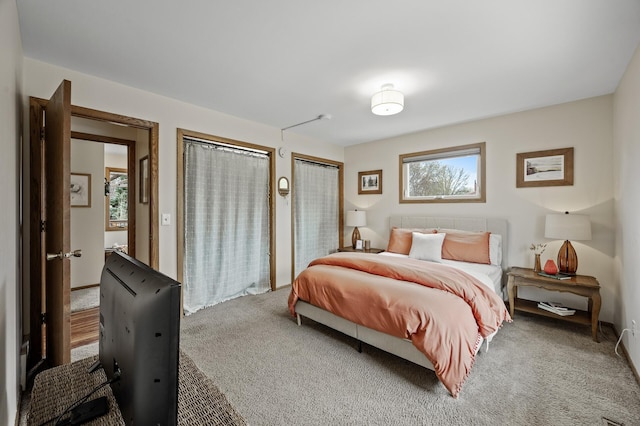 carpeted bedroom with multiple closets