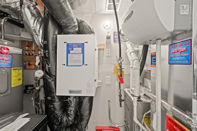 utility room with electric water heater