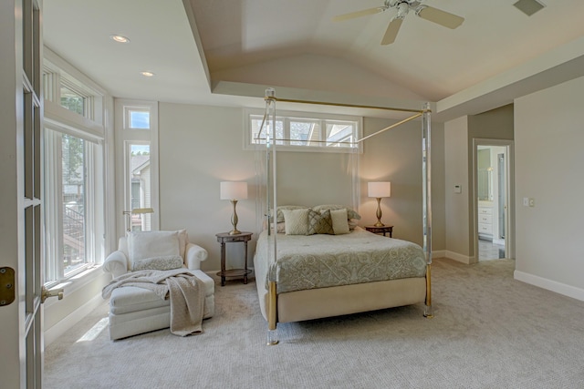 926 Kohlman Ln, Maplewood, MN 55109 - bedroom featuring carpet flooring, lofted ceiling, and ceiling fan