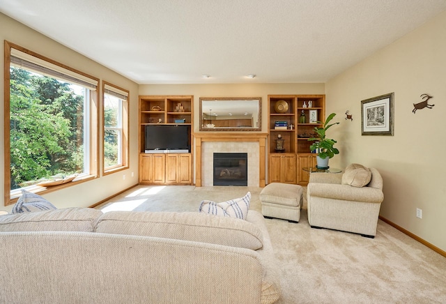 17299 66th Pl N, Maple Grove, MN 55311 - living room featuring light colored carpet and a fireplace