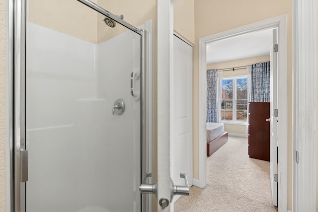 831 River Mews Ct, Minneapolis, MN 55414 - full bath featuring a stall shower and baseboards