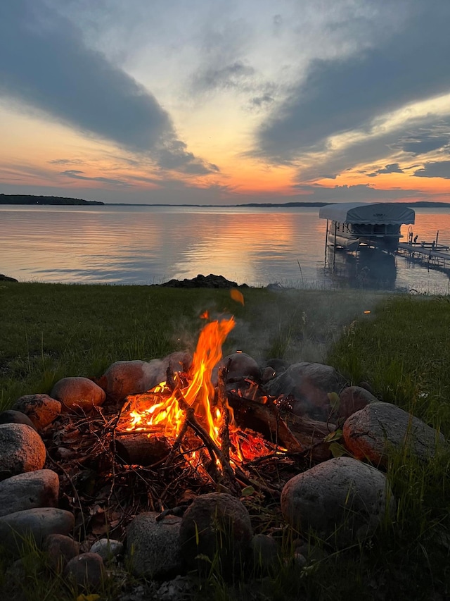 12742 Lake Miltona Dr NE, Miltona, MN 56354 - water view with an outdoor fire pit