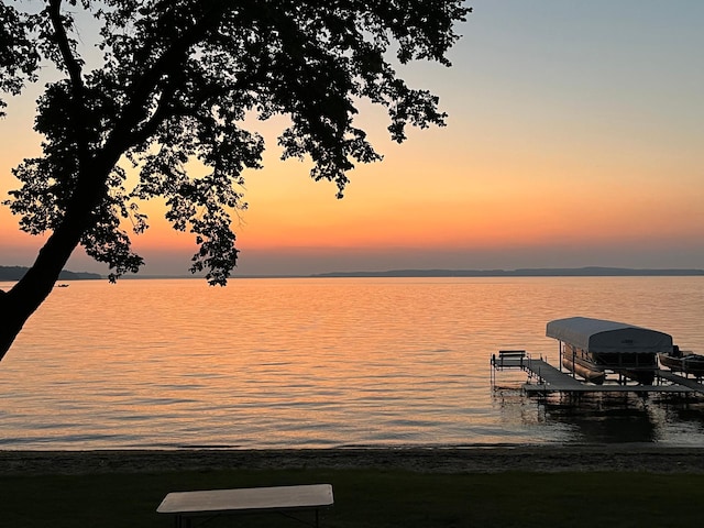 12742 Lake Miltona Dr NE, Miltona, MN 56354 - dock area featuring a water view and boat lift