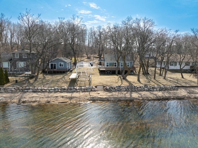 12742 Lake Miltona Dr NE, Miltona, MN 56354 - dock area featuring a deck with water view