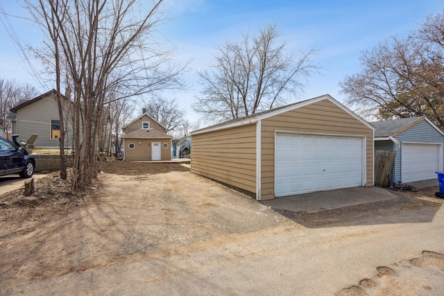 view of detached garage