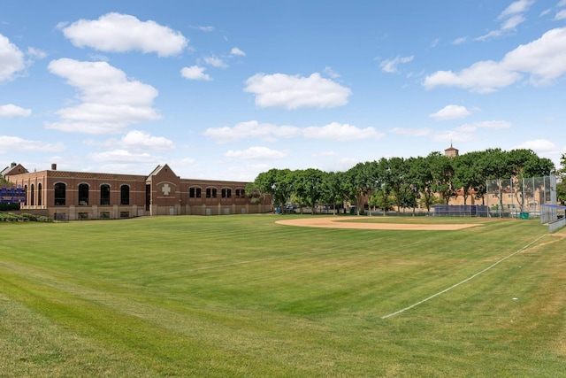 view of home's community featuring fence