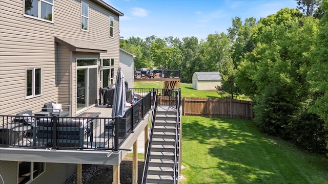 1030 Bellaire Blvd NW, Isanti, MN 55040 - view of yard with stairway and a wooden deck
