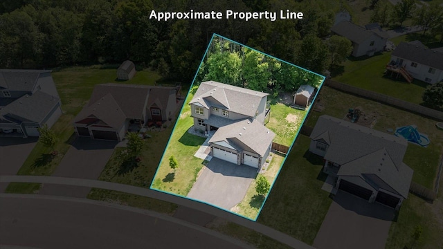 1030 Bellaire Blvd NW, Isanti, MN 55040 - aerial view of residential area featuring property boundaries highlighted