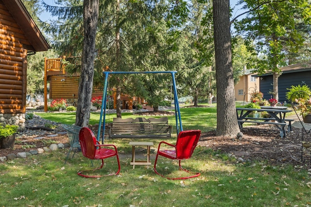 view of playground featuring a yard