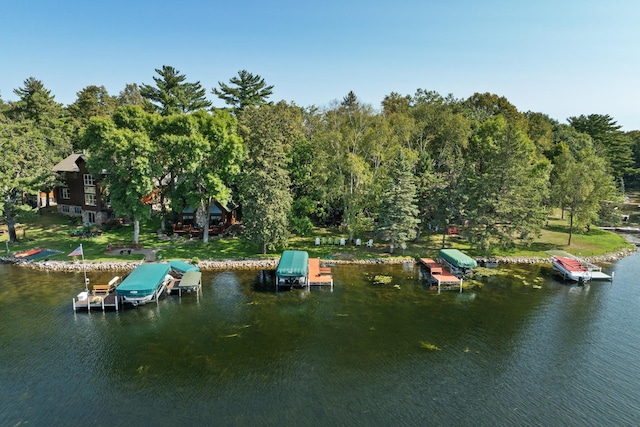 dock area featuring a water view