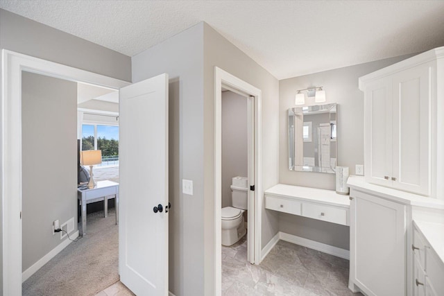 5360 Pine Island Rd, Woodbury, MN 55129 - ensuite bathroom with vanity, toilet, baseboards, and a textured ceiling