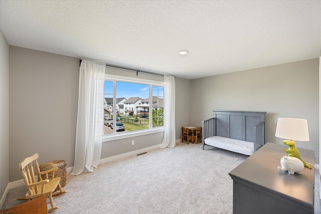 5360 Pine Island Rd, Woodbury, MN 55129 - living area featuring carpet, baseboards, and a textured ceiling