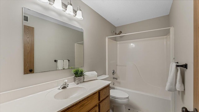 28306 State Highway 25, Belle Plaine, MN 56011 - bathroom featuring toilet, shower / bathtub combination, vanity, and a textured ceiling