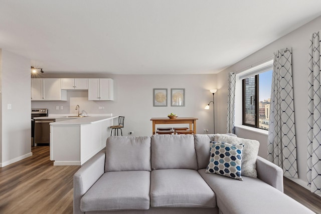 15 1st St Unit A1009, Minneapolis, MN 55401 - living area with baseboards and wood finished floors