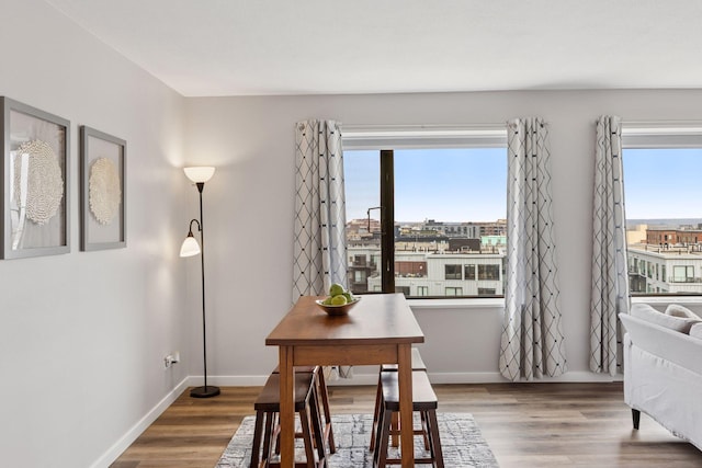 15 1st St Unit A1009, Minneapolis, MN 55401 - dining space featuring wood finished floors, baseboards, and a healthy amount of sunlight