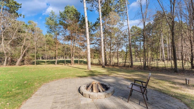 9112 Indigo Rd NW, Watab Twp, MN 56367 - view of home's community with a yard, a patio area, and an outdoor fire pit