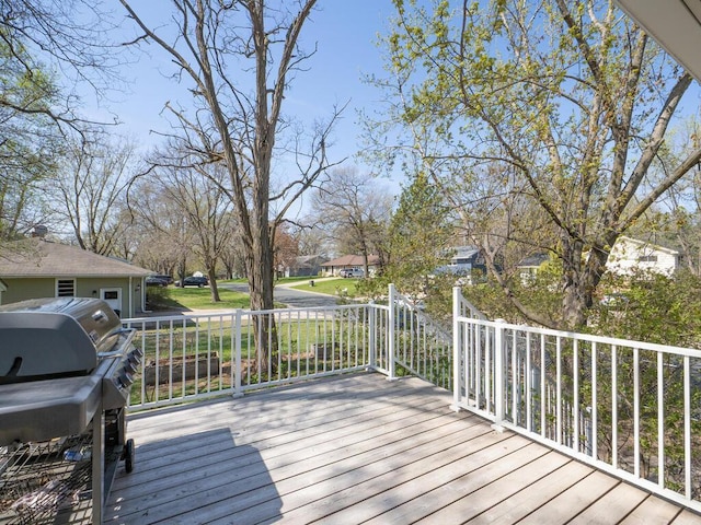 deck with a residential view
