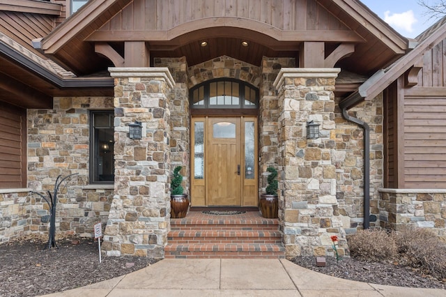 623 Shore Dr, Forest Lake, MN 55025 - doorway to property with stone siding