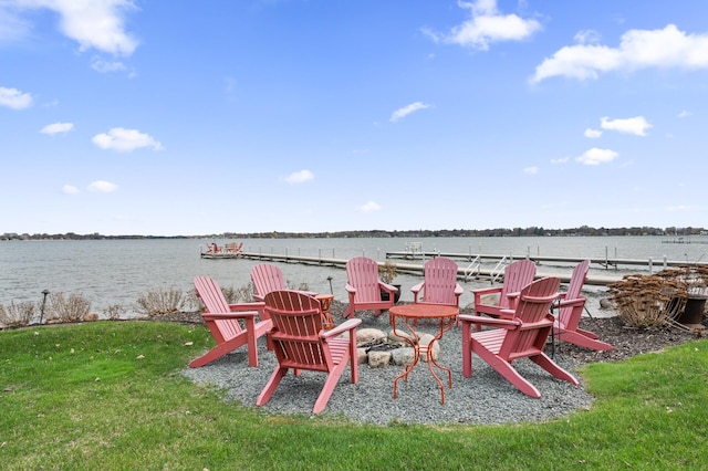 623 Shore Dr, Forest Lake, MN 55025 - exterior space with a water view and a fire pit