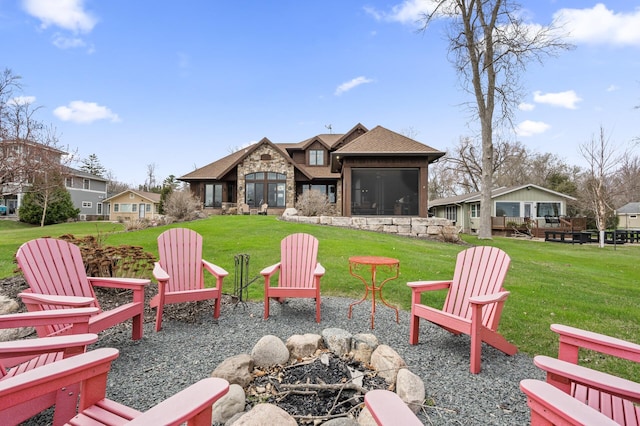 623 Shore Dr, Forest Lake, MN 55025 - exterior space with an outdoor fire pit