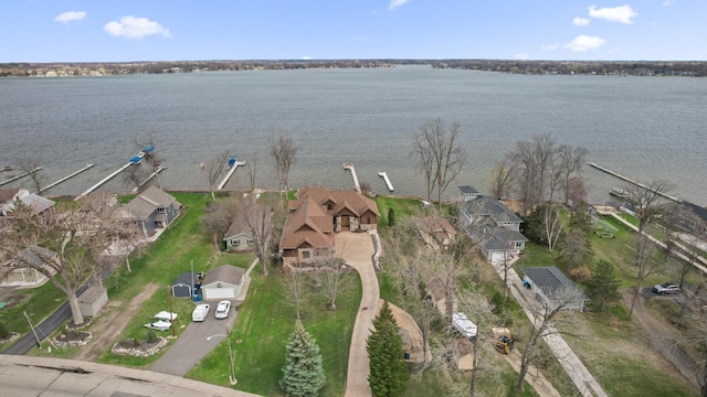 623 Shore Dr, Forest Lake, MN 55025 - bird's eye view with a residential view and a water view