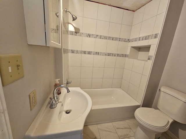 4517 4th Ave S, Minneapolis, MN 55419 - bathroom with shower / bathtub combination and marble look tiles