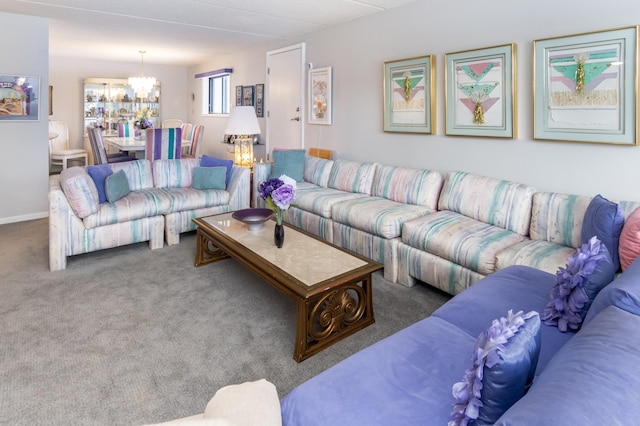 10411 Cedar Lake Rd Unit 301, Minnetonka, MN 55305 - living area featuring carpet floors and an inviting chandelier